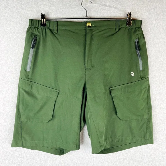 Little Donkey Andy Mens XL Stretch Quick Dry Cargo Shorts Hiking Camping Green - Picture 5 of 8